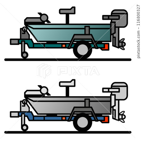 Illustration of an aluminum boat for bass fishing 116800327