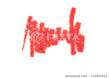 Red lip liner stroke isolated on white background 116800341