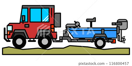 用四輪驅動牽引和運輸船用拖車的插圖 116800457