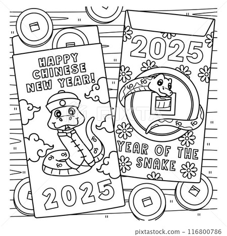 Year of the Snake Ang Pao Coloring Page for Kids Year of the Snake Ang Pao Coloring Page for Kids 116800786