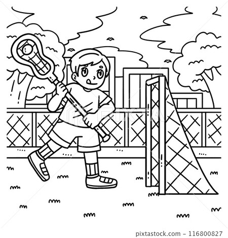 Boy Playing Lacrosse Coloring Page for Kids Boy Playing Lacrosse Coloring Page for Kids 116800827