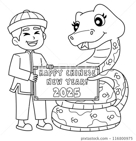 Happy Chinese New Year 2025 Isolated Coloring  116800975