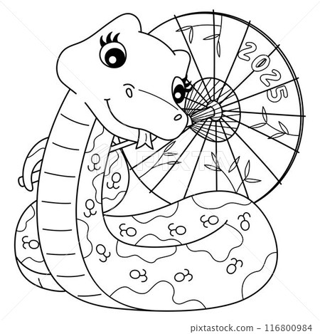 Year of the Snake with Chinese Umbrella Isolated Year of the Snake with Chinese Umbrella Isolated 116800984