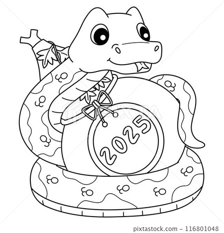 Year of the Snake Holding Gourd Isolated Coloring Year of the Snake Holding Gourd Isolated Coloring 116801048