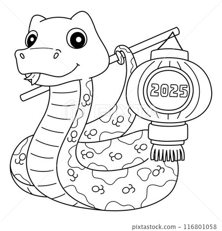 Year of the Snake Holding a Lantern 2025 Isolated  116801058