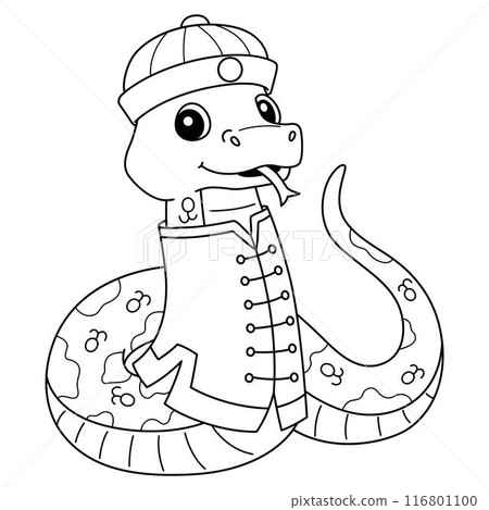 Year of the Snake Dressed Chinese Clothes Isolated Year of the Snake Dressed Chinese Clothes Isolated 116801100