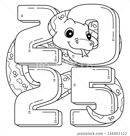 2025 Year of the Snake Isolated Coloring Page 2025 Year of the Snake Isolated Coloring Page 116801122