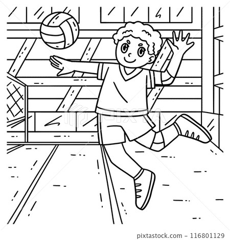 Volleyball Player doing Jump Serve Coloring Page Volleyball Player doing Jump Serve Coloring Page 116801129