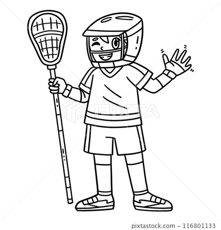 Lacrosse Player Waving Isolated Coloring Page Lacrosse Player Waving Isolated Coloring Page 116801133