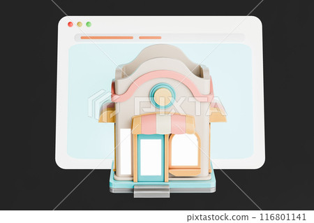 3D render of digital tablet and online store 116801141