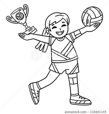 Volleyball Female Player with a Trophy Isolated  116801145