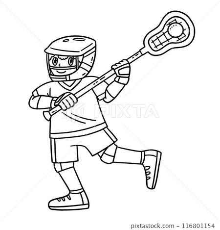 Lacrosse Player Passing Ball Isolated Coloring 116801154