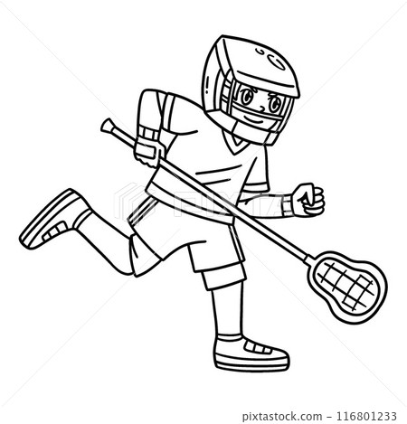 Lacrosse Player Running Isolated Coloring Page Lacrosse Player Running Isolated Coloring Page 116801233