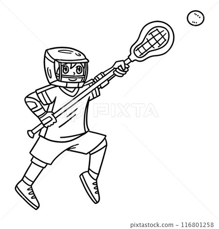 Lacrosse Player Chasing Ball Isolated Coloring 116801258