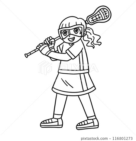 Female Lacrosse Player Isolated Coloring Page  116801273