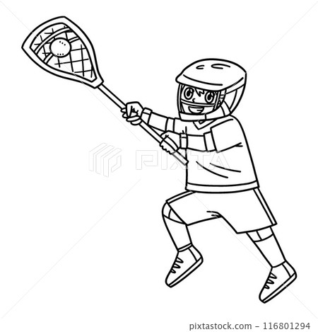 Lacrosse Goalie Catching Ball Isolated Coloring  116801294
