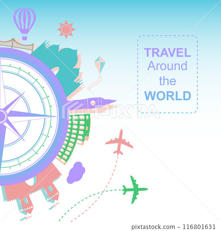 Travel around the world vector flat illustration 116801631
