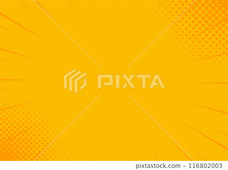 Halftone sunburst background illustration material, concentrated line, orange, orange halftone 116802003