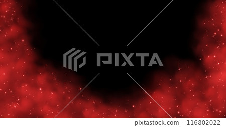 Red magic smoke with stars and sparkles, fog with glowing particles, colorful vapor with star dust. Red magic smoke with stars and sparkles, fog with glowing particles, colorful vapor with star dust. 116802022