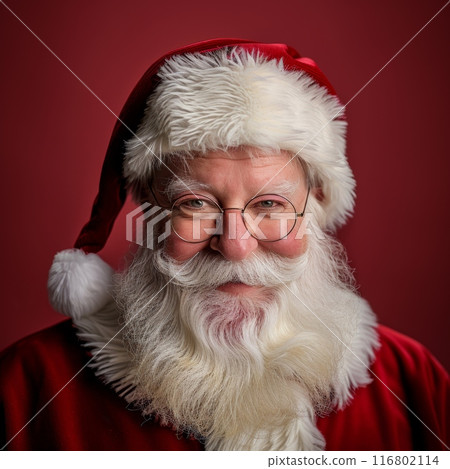 Authentic santa claus smiling on red background 116802114