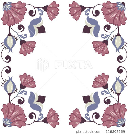 Illustration of a floral frame in William Morris style in vector. Template for greeting cards. 116802269