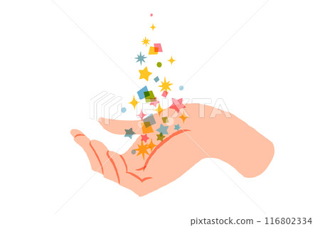 Illustration of collecting glitter in the palm of your hand Illustration of collecting glitter in the palm of your hand 116802334