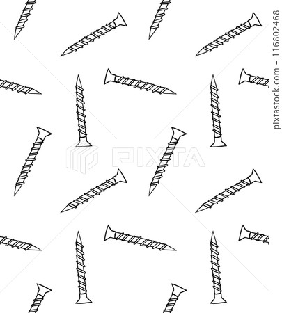 Vector seamless pattern of hand drawn screw Vector seamless pattern of hand drawn screw 116802468