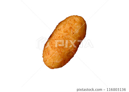 Delicious chicken Kiev or potato cutlets with salt, spices and herbs 116803136