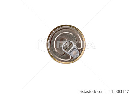 Metal can with canned meat or fish with a key to open it 116803147