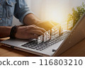 Casual Businessman and 1 Line Contract or Agreement Document Concept 116803210