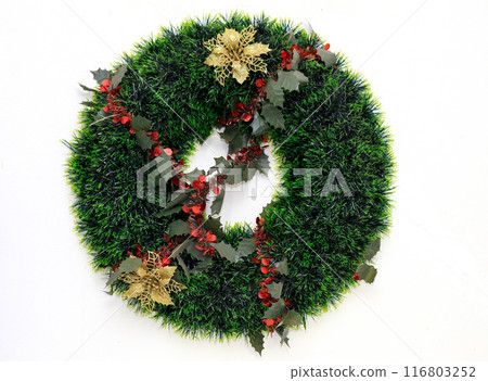 Christmas wreath isolated on white background with copy space for your text 116803252