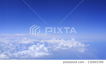 Horizontal gradient blue sky with white fluffy clouds Horizontal gradient blue sky with white fluffy clouds 116803300