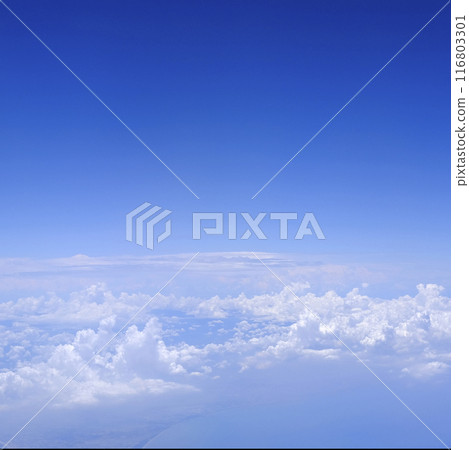 Square gradient blue sky with white fluffy clouds 116803301