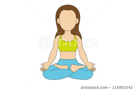 Line drawing illustration of a woman doing yoga poses Line drawing illustration of a woman doing yoga poses 116803342