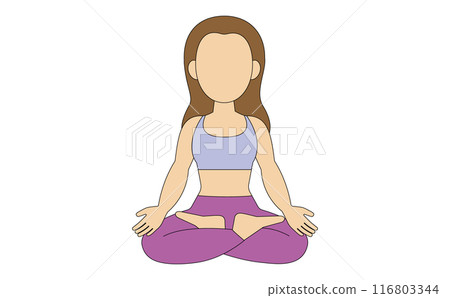 Line drawing illustration of a woman doing yoga poses Line drawing illustration of a woman doing yoga poses 116803344