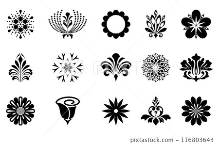 Flowers icon set. Flowers isolated on transparent background. Flowers in modern simple. Cute round flower plant nature collection. Vector illustrator 116803643