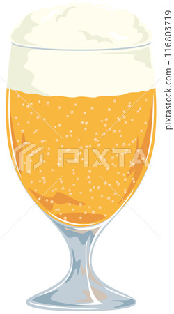 Illustration icon of beer poured into a wine glass / with fizz 116803719