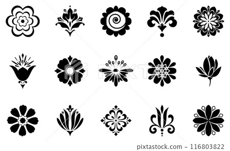 Flowers icon set. Flowers isolated on transparent background. Flowers in modern simple. Cute round flower plant nature collection. Vector illustrator 116803822