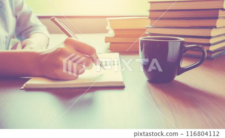 People studying while drinking coffee 116804112