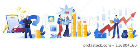Flat people analyzing budget, planning and calculation of financial income and expenses Flat people analyzing budget, planning and calculation of financial income and expenses 116804160