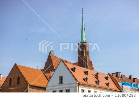 Collegiate Church of the Holy Cross and St. Bartholomew. The oldest part of the city of Wroclaw, Poland 116804288