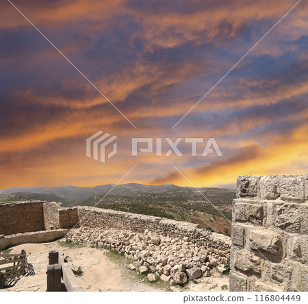 The ayyubid castle of Ajloun (built in the 12th century) in northern Jordan, Middle East The ayyubid castle of Ajloun (built in the 12th century) in northern Jordan, Middle East 116804449