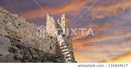 The ayyubid castle of Ajloun (built in the 12th century) in northern Jordan, Middle East The ayyubid castle of Ajloun (built in the 12th century) in northern Jordan, Middle East 116804617