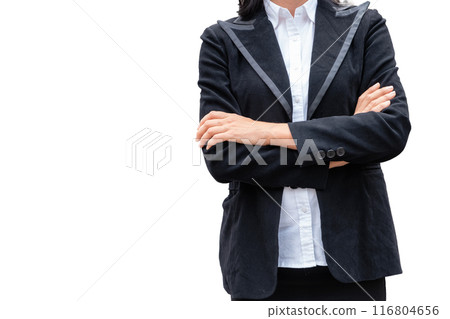 Manager businesswoman cross arm with black suit Manager businesswoman cross arm with black suit 116804656
