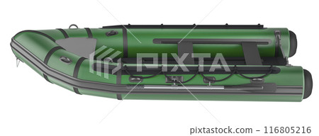 Green Inflatable Boat. Lightweight boat, 3D rendering 116805216