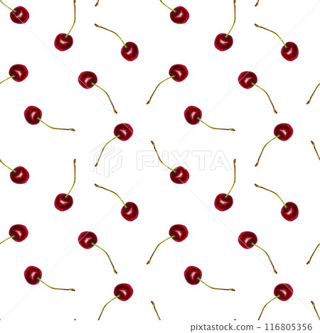 Watercolor Seamless Pattern With Cherry 116805356