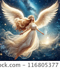 A beautiful angel dancing in the fantastic night sky 116805377