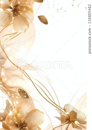 Elegant Floral Background with Golden Blooms and Sparkles Elegant Floral Background with Golden Blooms and Sparkles 116805482