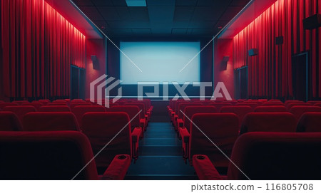 Empty modern cinema. Created with Generative AI Empty modern cinema. Created with Generative AI 116805708