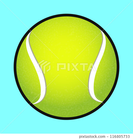 Cute funny Tennis ball. Vector hand drawn cartoon kawaii character illustration icon. Isolated on blue background. Tennis ball character concept Cute funny Tennis ball. Vector hand drawn cartoon kawaii character illustration icon. Isolated on blue background. Tennis ball character concept 116805733
